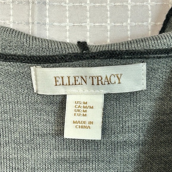 Ellen Tracy Hooded Cardigan Sz Large Gray Merino Wool Blend Sweater Toggle (D) - Picture 3 of 8